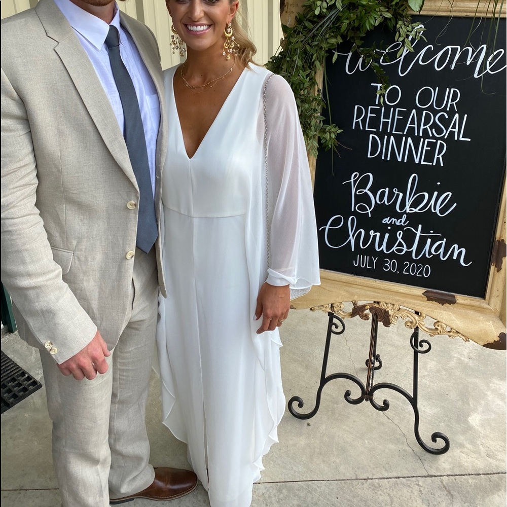 Halston Heritage White Dramatic Sleeve Jumpsuit - image 8